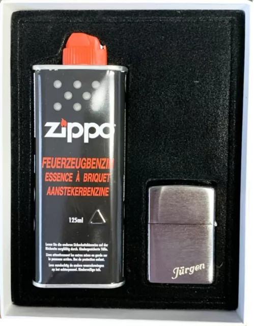 Zippo ORIGINAL Klassiker GeschenkSET mit WUNSCH Diamant GRAVUR Namen oder Text