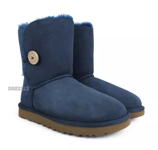 UGG Bailey Button II Navy Blue Suede Fur Boots Womens Size 5 -NIB- 2