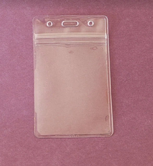 5 VERTICAL ID Card Holder Zip Lock Waterproof Seal Zipper Bus Pass