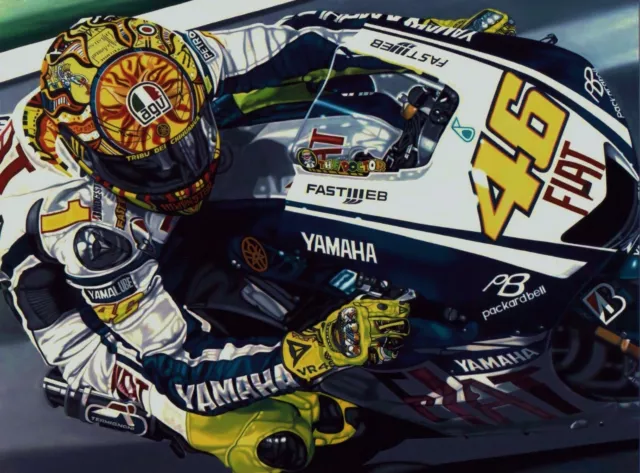Valentino Rossi  90x70 cms limited edition Moto GP art print by Colin Carter