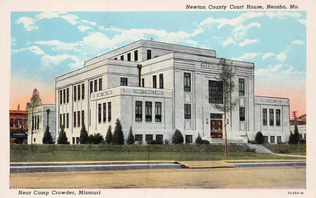 Neosho MO Missouri Fort Camp Crowder Newton County Court House Vtg Postcard D47