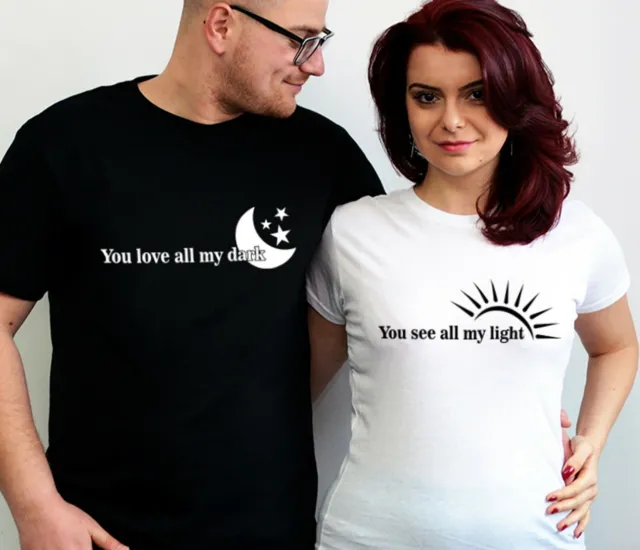 Couple Matching Shirts Moon and Sun Romantic Tshirt Tee Funny Slogan Valentine's