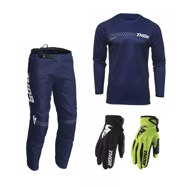 Motocross Set Thor Sector Minimal Kit MX Hose mit Shirt, Crosshose Jersey blau