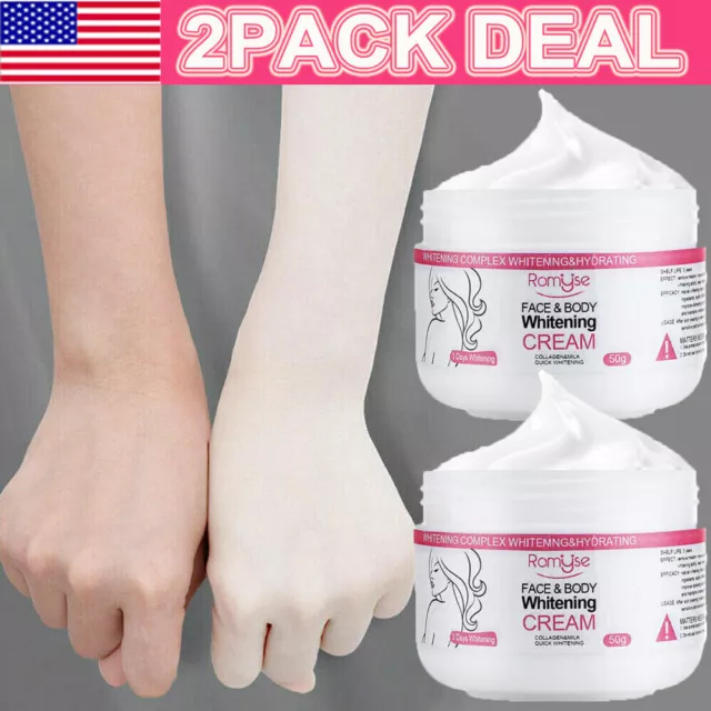 2 Packs Dark Skin Permanent Bleaching Cream Whitening Lightening for Face & Body