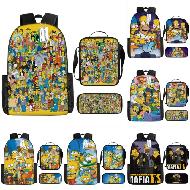 Kids The Simpsons School Bag Set Backpack Crossboy Shoulder Bag Pen Bag 3pcs