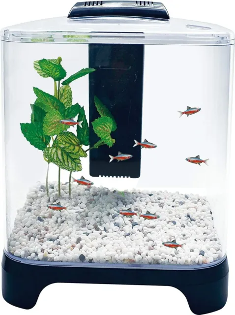 New in Box NuWave Penn Plax LED Mini Fish Tank Aquarium Kit 1.5 Gal Black