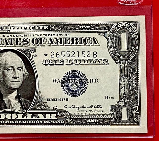 1957 B STAR NOTE  $1 Dollar Silver Certificate (Blue Seal) Uncirculated