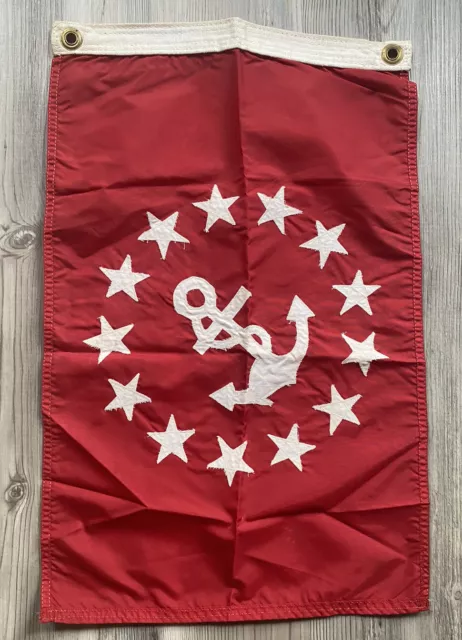 Vintage Rare Red Commodore 13 Star Anchor Sailing Yachting Boating Flag