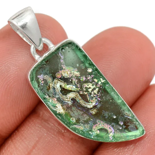 Glass Ancient Roman Glass 925 Sterling Silver Pendant Jewelry CP39529