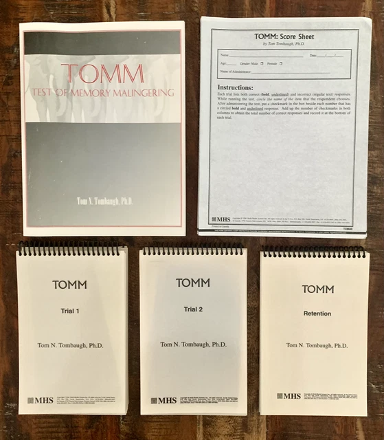 TEST OF MEMORY Malingering Kit (TOMM) Kit £188.93 - PicClick UK