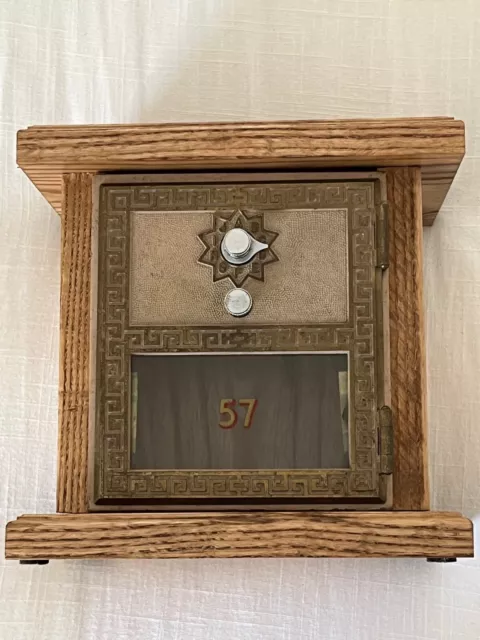 Handmade Oak Vintage Post Office Postal Mail Box Door Coin Bank