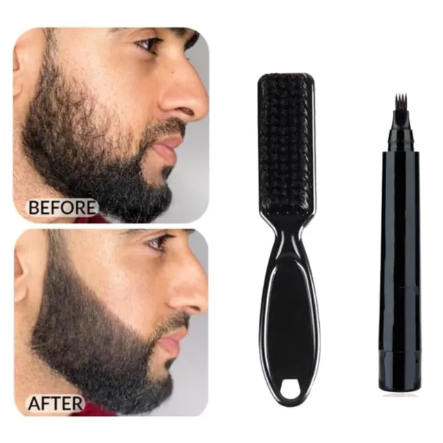Kit de cepillo de pluma de relleno de barba ceja para peinar cejas para hombres