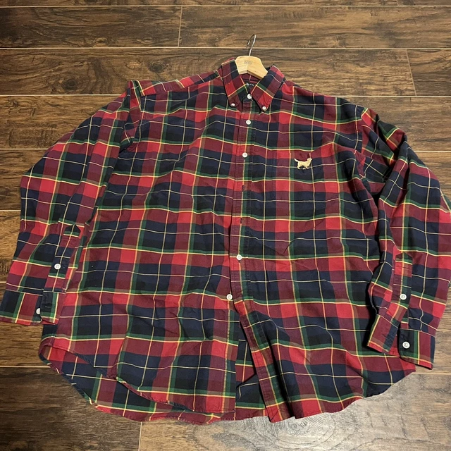 Vintage Polo Ralph Lauren Men XL Blake Button Shirt Plaid Terrier Dog XL