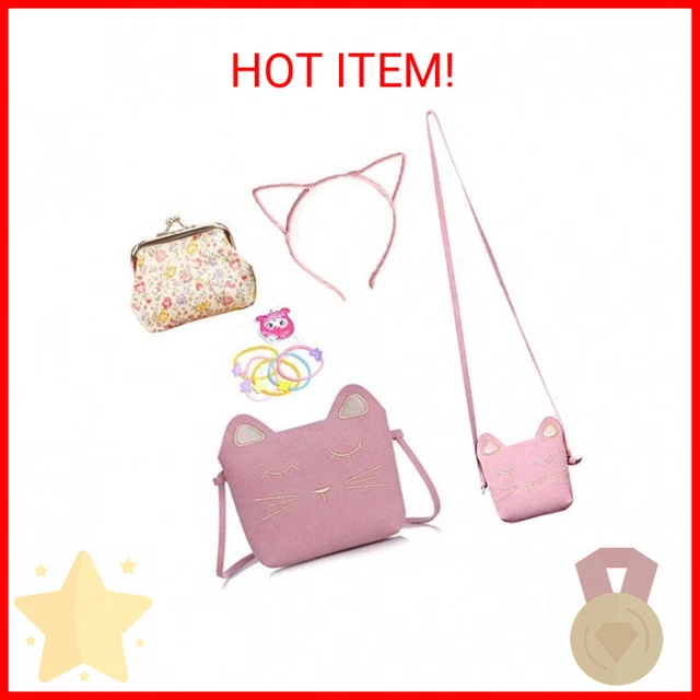 Cute Cat Crossbody Bag, Little Girls Purses Cute Cat Bag with 1 mini Coin Purse