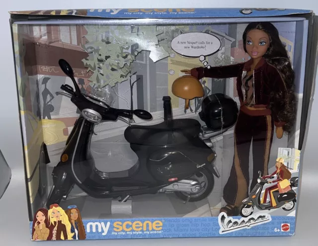 Mattel My Scene Barbie MADISON Fashion Doll w/ VESPA Scooter Bike Box Gift Set