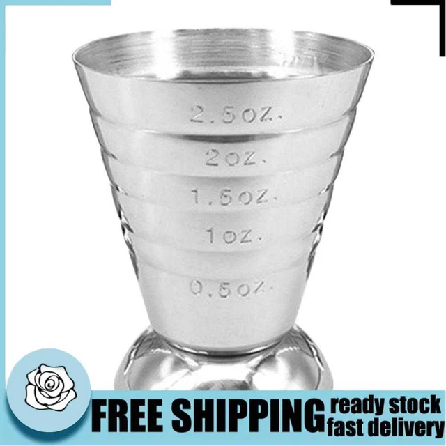 (2 piezas) Taza de medida de acero inoxidable barra de herramientas de cóctel bebida mixta cuchara jigger