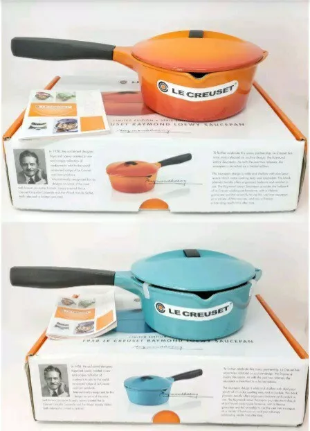 Le Creuset Enameled Cast Iron Raymond Loewy Saucepan With Lid NEW $215