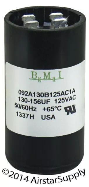 130-156 uF x 110/125 VAC • BMI Motor Start Capacitor # 092A130B125AC1A • USA 2