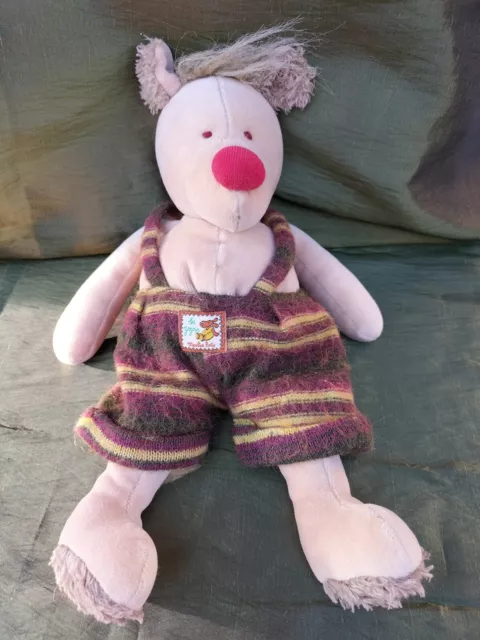 ⭐⭐⭐Doudou MOULIN ROTY LES ZAZOUS Ours Chien Salopette Nez Rouge 35CM EXC.ETAT
