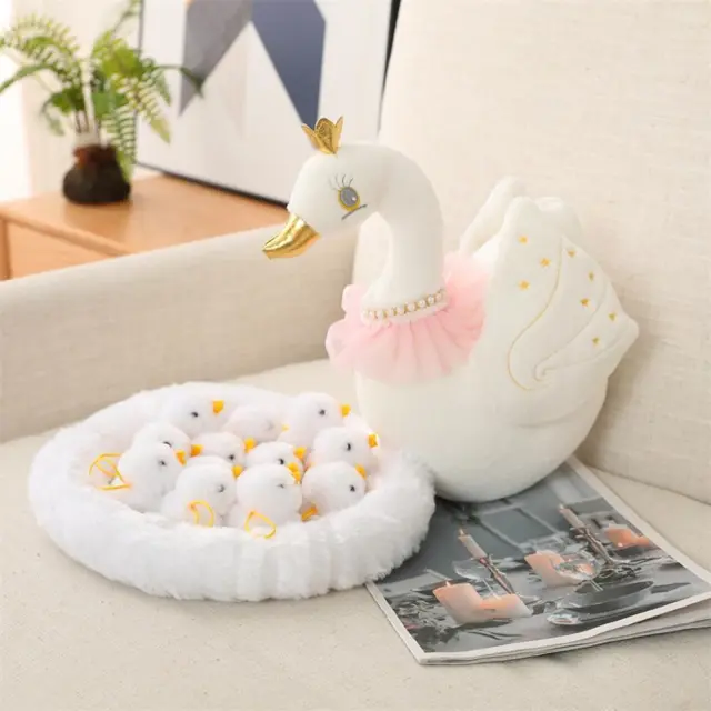 Swan Chicken Stuffed Animals Toys with Babies Mommy Farm Swan Plush Playse