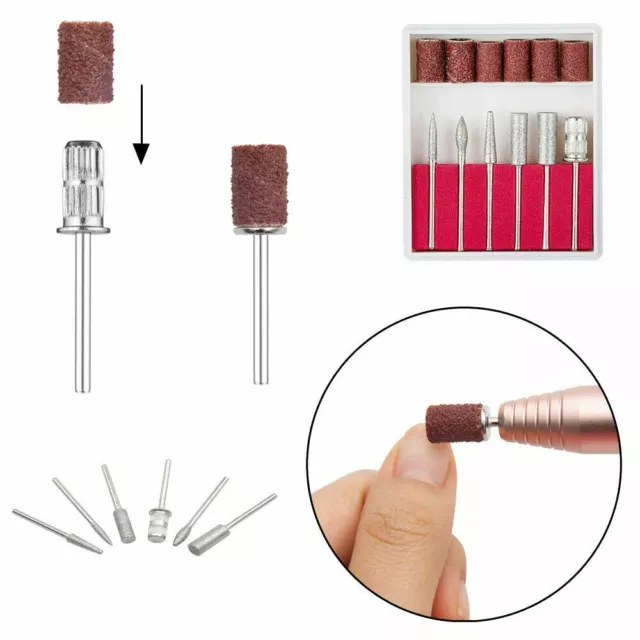 Kit Set Punte Cilindri Abrasivi Per Fresa Nail Art Unghie Manicure Pedicure