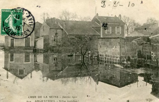 SILVEREUIL Crue de la Seine map January 1910 flooded villas