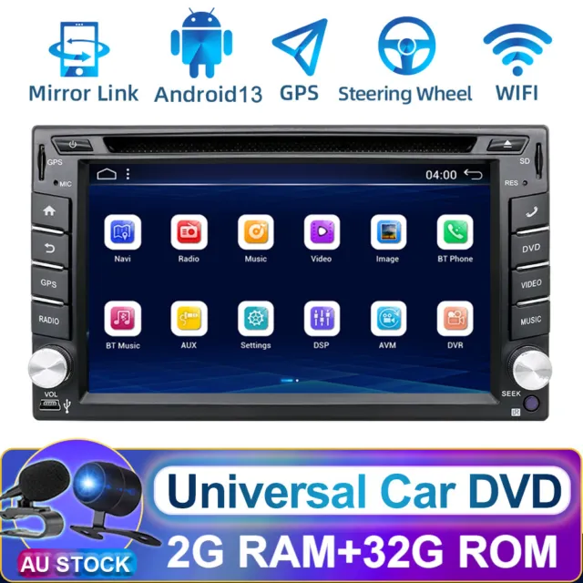 6.2" Android 13 Double 2Din CD/DVD Player Car Radio Stereo GPS Car Play 2GB+32GB