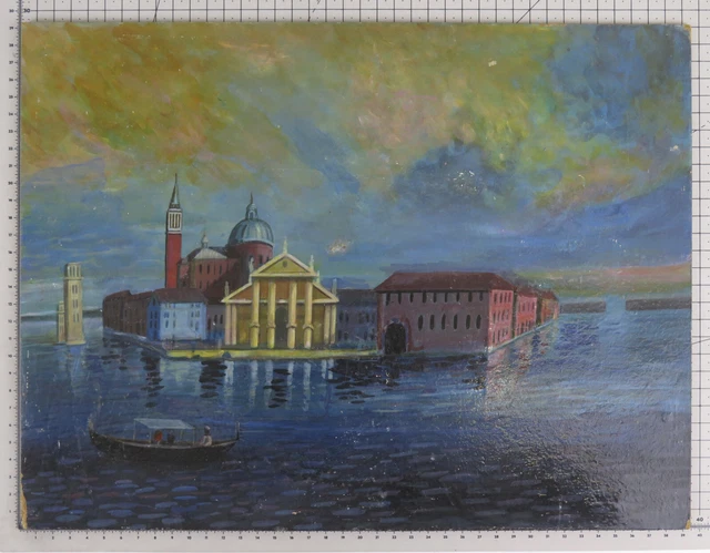 Vista Basílica Santa Maria De Salud Venezia Viejo Cuadro Pintado Bsn