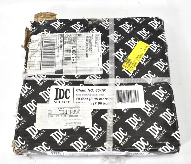 IDC Select Solid Bushing Roller Chain 10' L Standard Carbon Steel 80-1R