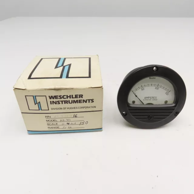 Weschler Electric 291B281A16 NA-351 0-150 Amp ACA Panel Analog Ammeter