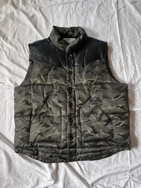 True Religion Camo Puffer Vest Authentic XXXL 3XL Leather Shoulder PERFECT SHAPE