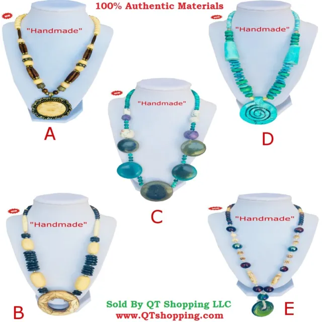 Himalayan Handmade High Quality Bone Stone Beads Pendant Necklace Multi Choice