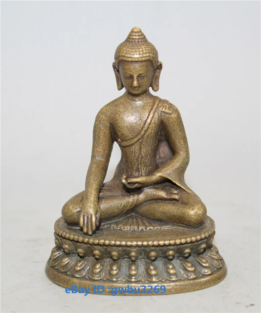 Vintage Chinese archaize brass hand carved small  Buddhism Buddha statue 20142