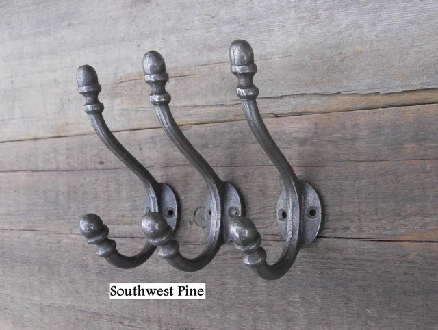 Set Of 3  Acorn Tip Style Cast Iron  Coat Hooks