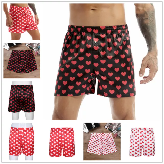 Men's Love Heart Print Classic Boxer Shorts Trunks Sports Lounge Short Pants