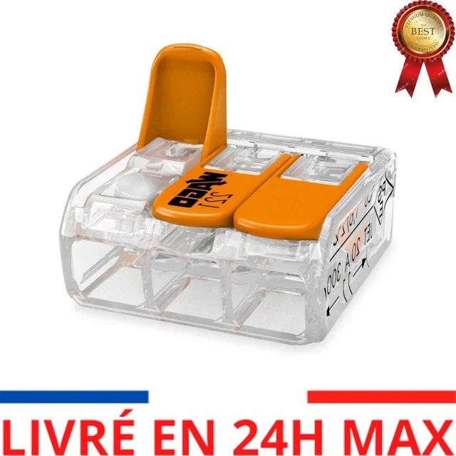 Wago 221-413 Borne de connexion 3 fils 0,2 à 4 mm² avec levier de commande, ++FR