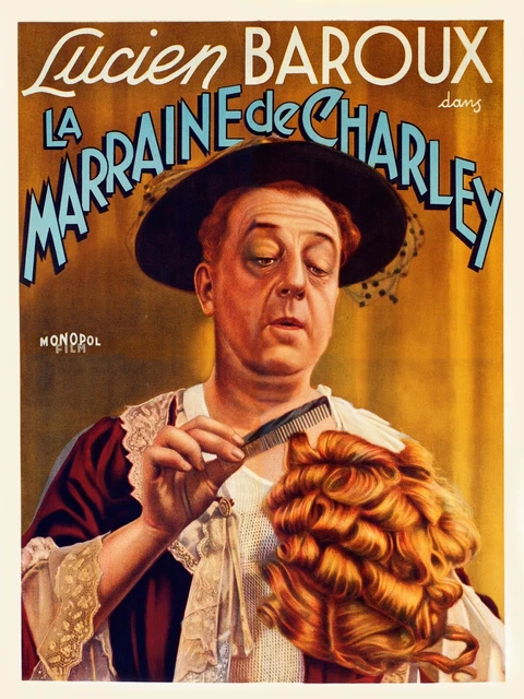 LA MARRAINE DE Charley, Lucien Baroux, Repro Affiche Cinema Vintage