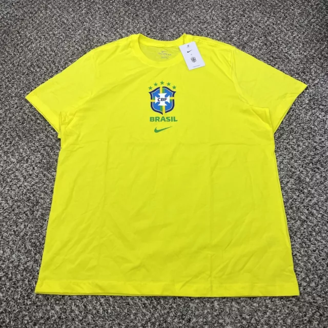 Nike CBF Brazil Football Club Soccer Team T-Shirt Mens XL DH7585-740 Yellow $30