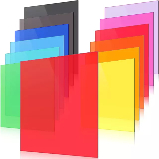 12 Pack Colored Translucent Acrylic Sheet 0.12 Inch Thick Acrylic Sheets for Las