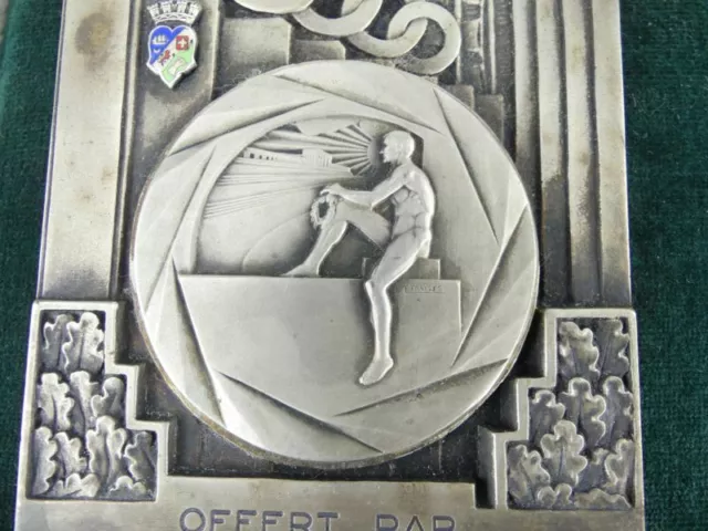 Médaille plaque en bronze argenté, offert par la ville d'Alger 3