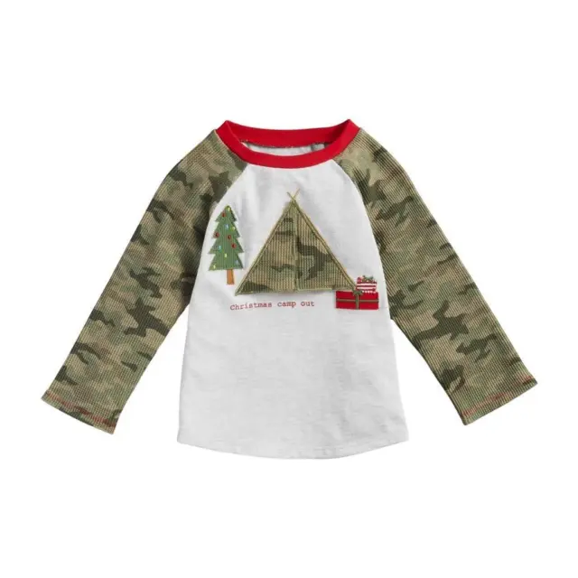 Mud Pie Kids Tent CHRISTMAS CAMP OUT Camo Christmas Boys Tee Shirt
