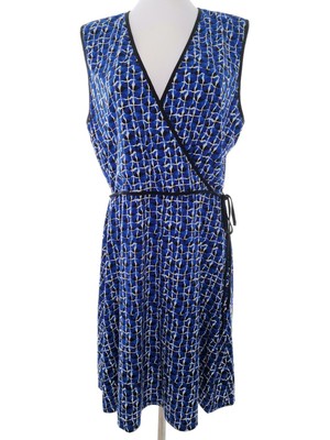 Max Studio Women's Dress Size XL blue pattern black