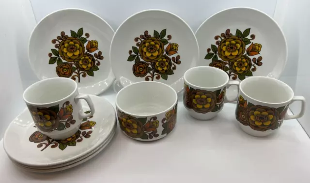 Vintage 1970's Hostess Camelot British Anchor 3 Cups & 6 Saucers & Sugar Bowl