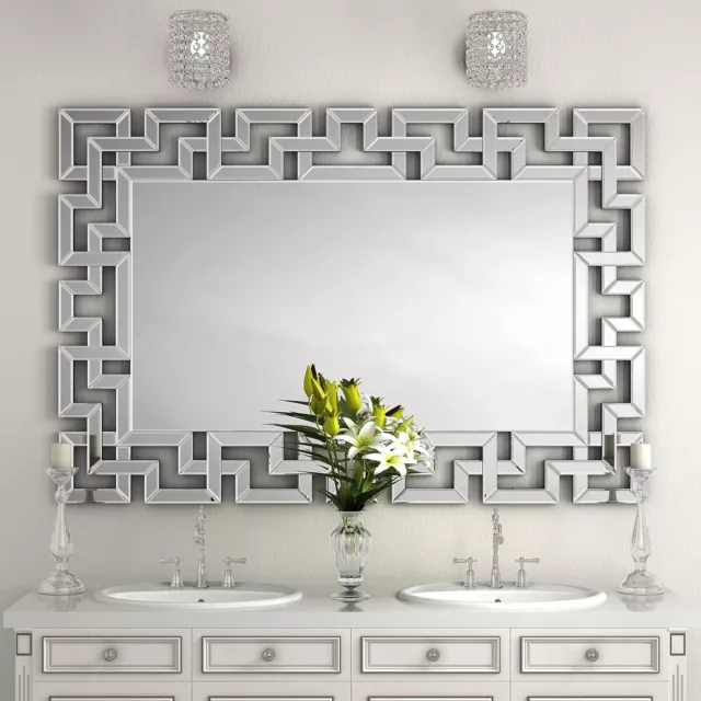 RP Large Mirror Wall Mounted 120 x 80cm Venetian Style Full Length Mirror Silver 2