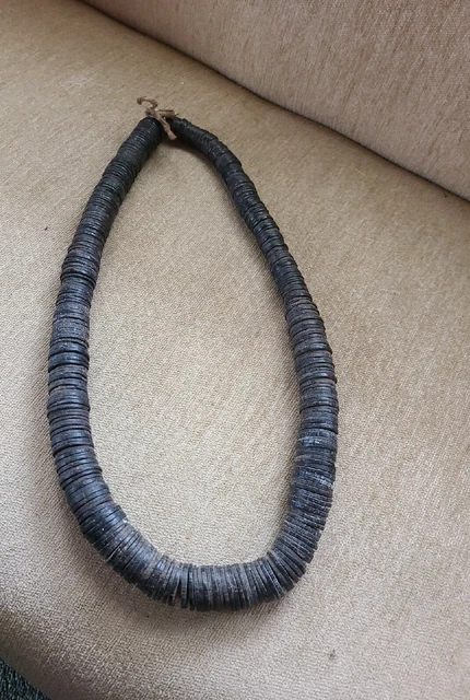 Old African Tribal Black Wood Or Ebony?  Discs Necklace ◇ 16.25" Long