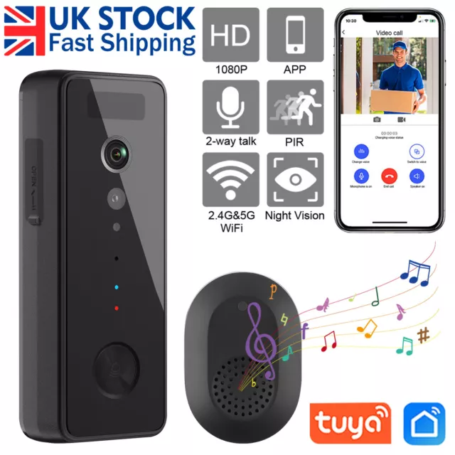 5G Dual WiFi Smart Video Doorbell Camera 1080P PIR Video Intercom Ring Door Bell