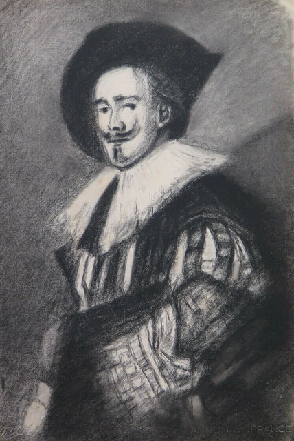 Portrait Ancien – Homme à Moustache – Reproduction De Photo – Encadré – Signé – France