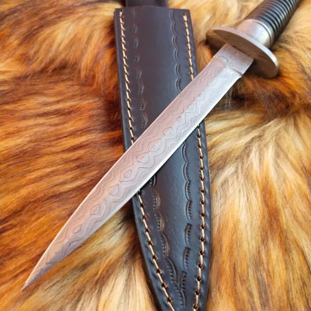 Custom Hand Forged Damascus Hunting Dagger Knife H 3