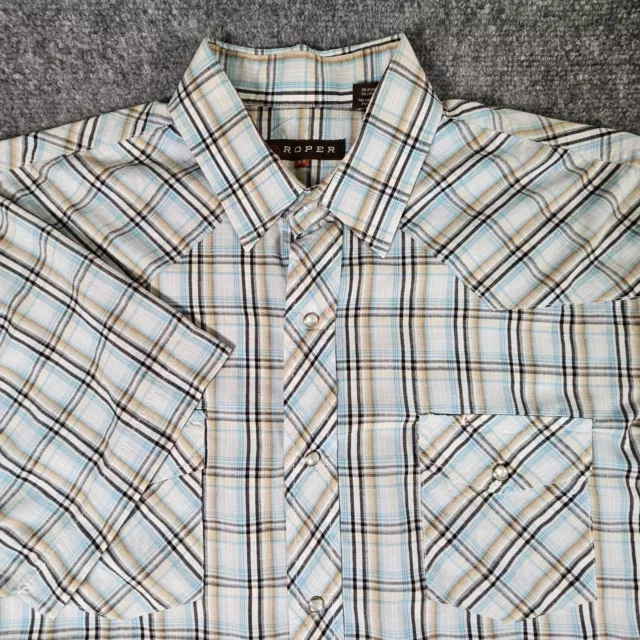 Roper Shirt Adult XL Multicolor Short Sleeve Pearl Snap Men's Western Wear