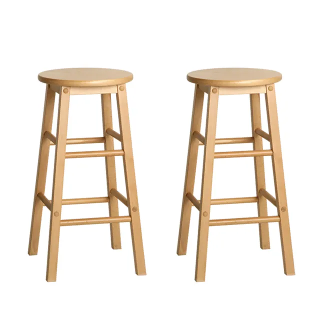 Artiss 2x Bar Stools Kitchen Dining Chairs Counter Round Stool Wooden Nature